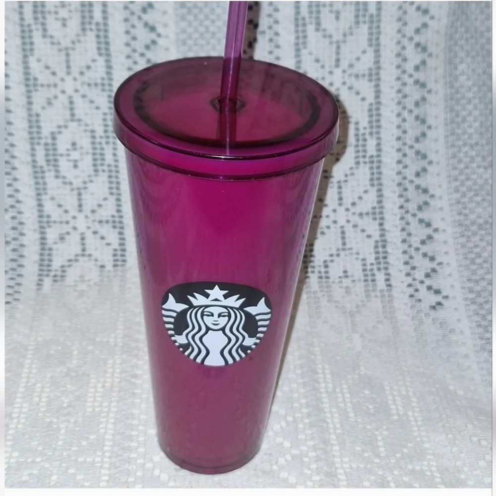 STARBUCKS COFFEE - RARE 2016 - Fuchsia Jelly Gummy Tumbler Cold Cup  Venti 24oz